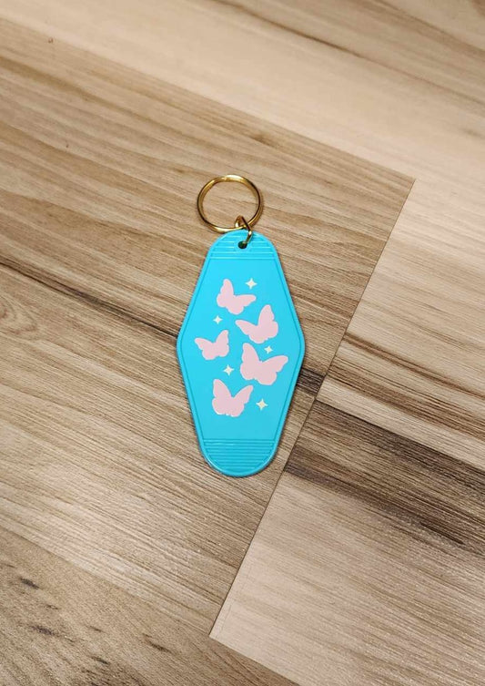 butterflies and stars design motel keychain