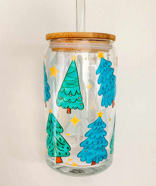 Trees and Stars 16oz Glass