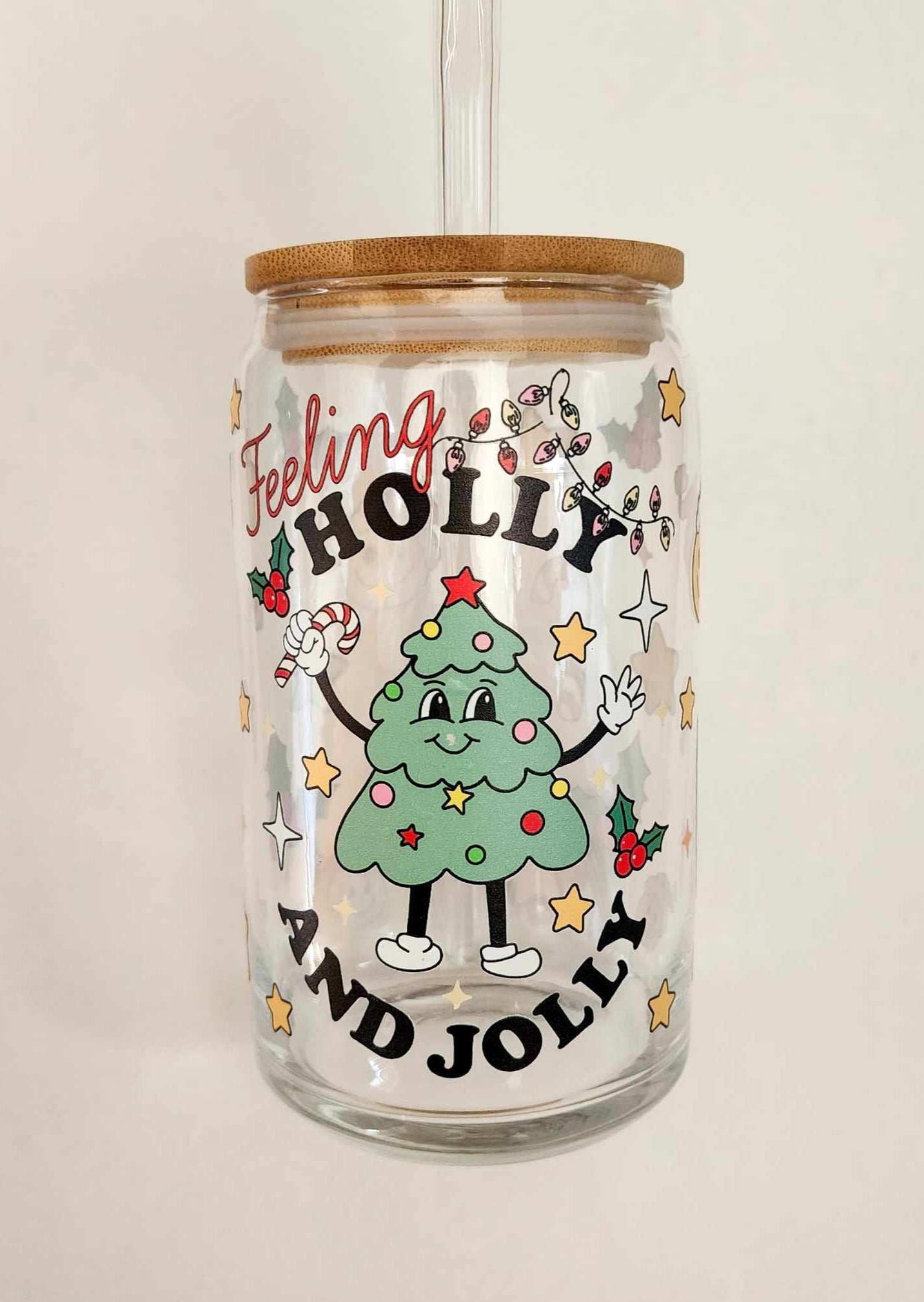 Feeling Holly & Jolly 16oz Glass